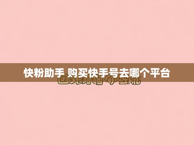 快粉助手 购买快手号去哪个平台