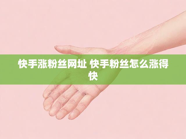 快手涨粉丝网址 快手粉丝怎么涨得快