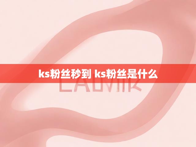 ks粉丝秒到 ks粉丝是什么