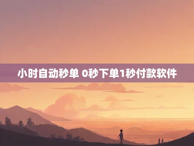 小时自动秒单 0秒下单1秒付款软件