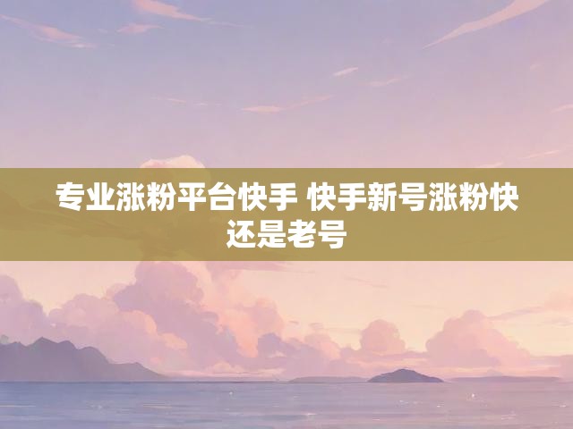专业涨粉平台快手 快手新号涨粉快还是老号