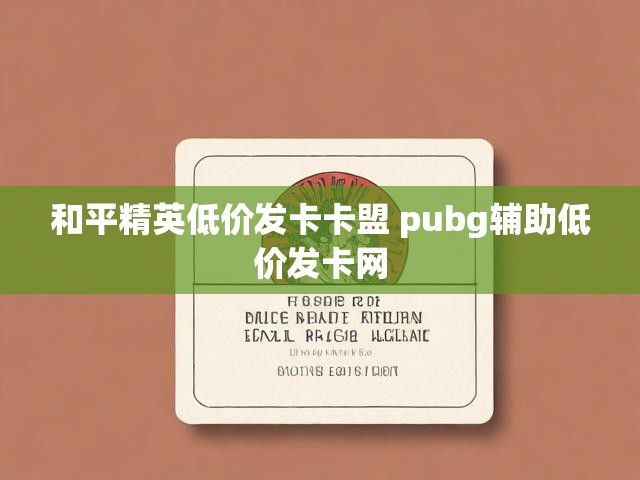 和平精英低价发卡卡盟 pubg辅助低价发卡网