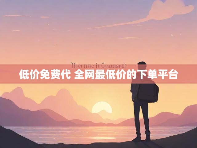 低价免费代 全网最低价的下单平台