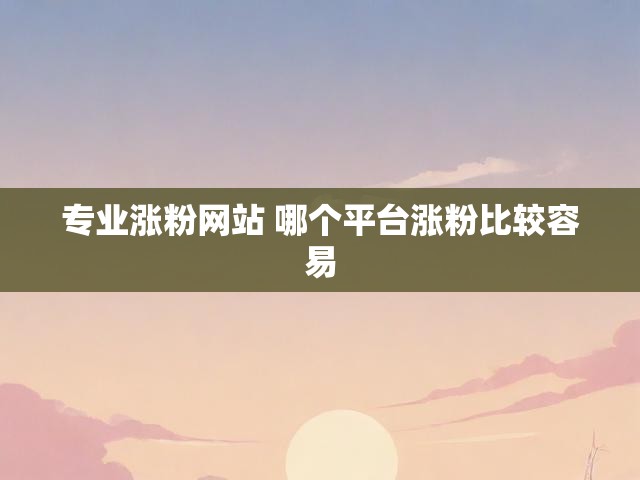 专业涨粉网站 哪个平台涨粉比较容易