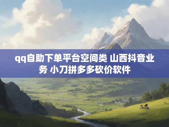 qq自助下单平台空间类 山西抖音业务 小刀拼多多砍价软件