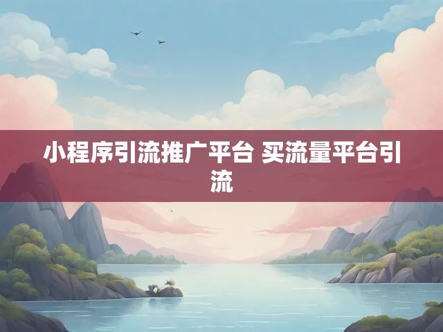 小程序引流推广平台 买流量平台引流