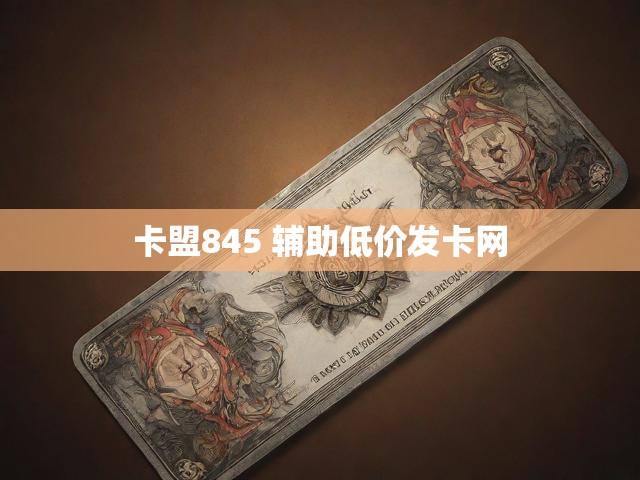 卡盟845 辅助低价发卡网
